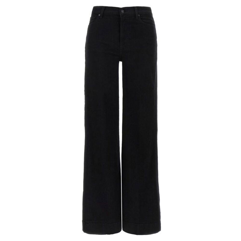 7 For All Mankind Black Cotton Flared Women's Jeans